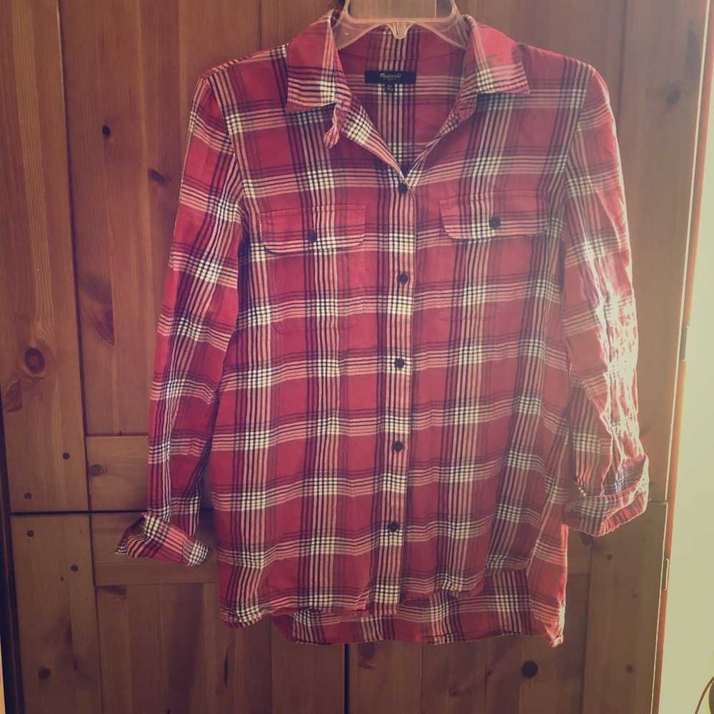 Madewell Button Down Red Plaid Shirt Size XS